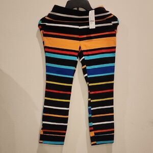 New York & Company Black Striped Kids Leggings with Bright Accent Stripes